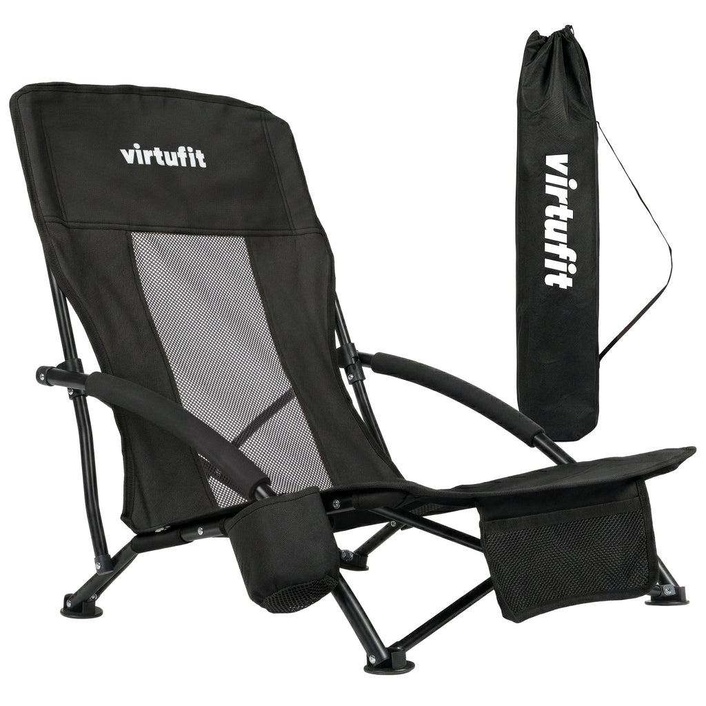 VirtuFit Strandstoel opvouwbaar - Campingstoel - Zwart