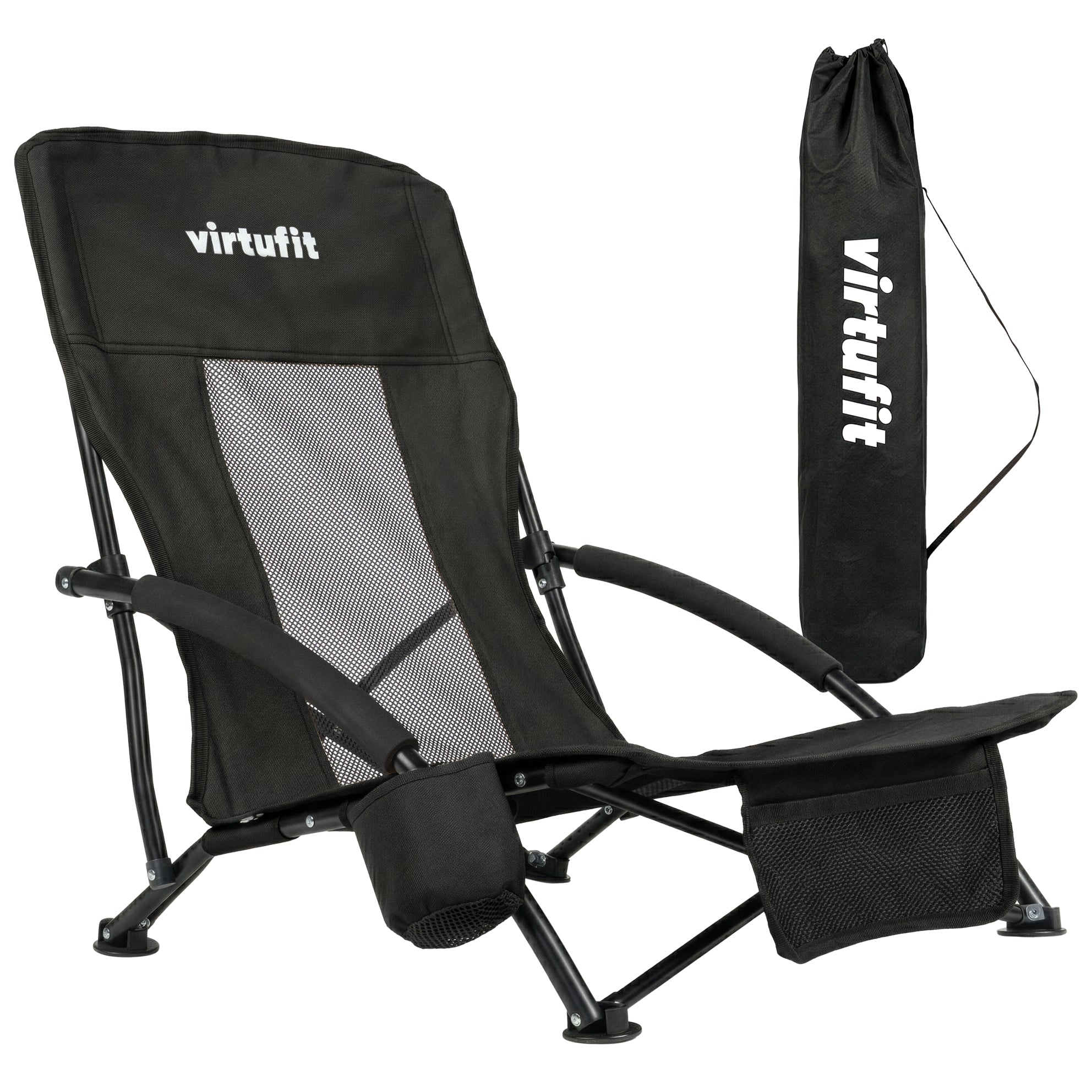 VirtuFit Strandstoel opvouwbaar - Campingstoel - Zwart