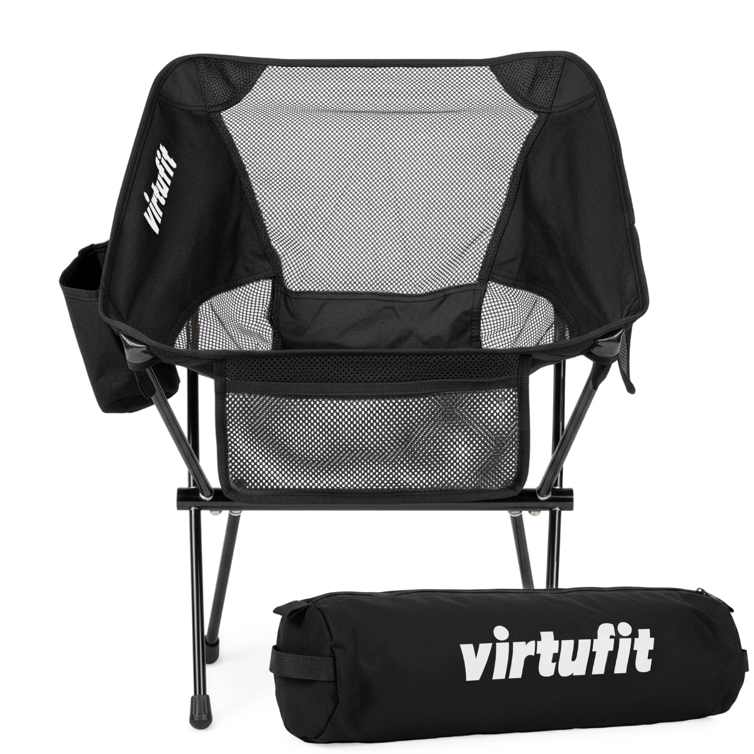 VirtuFit Camping Stoel Compact - Strandstoel - Opvouwbaar - Zwart