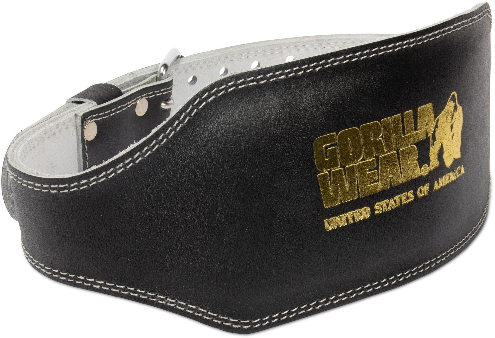 Gorilla Wear Halterriem - 6 Inch Leren Lifting Belt - Zwart/Goud