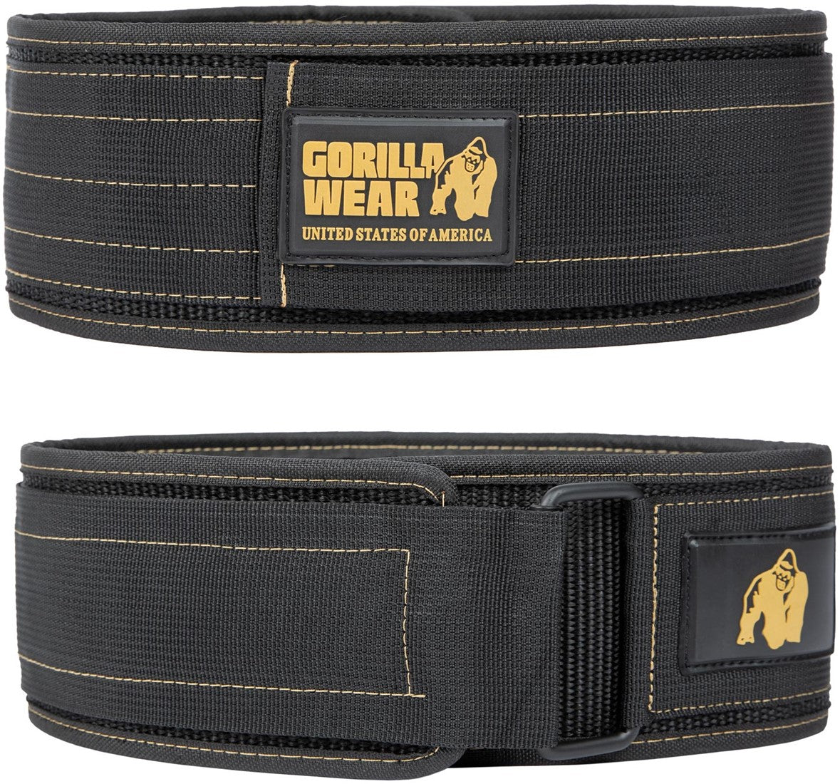 Gorilla Wear Halterriem - 4 Inch Nylon Lifting Belt - Zwart/Goud