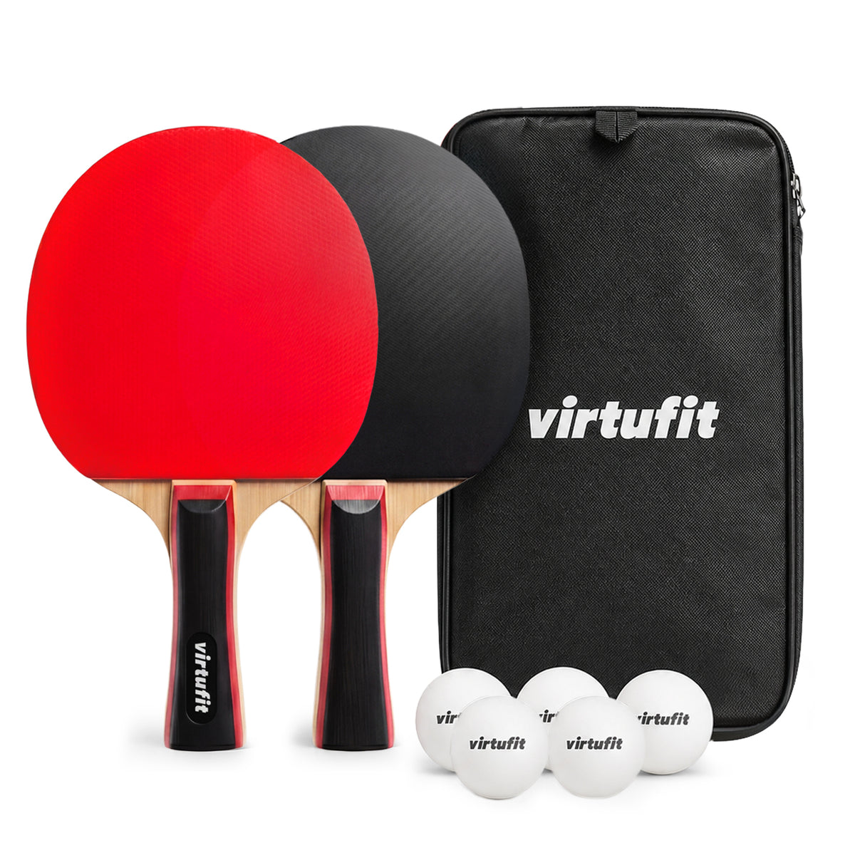 VirtuFit Tischtennis-Schläger Set Pro - Inkl. Tragetasche und 5 Bällen