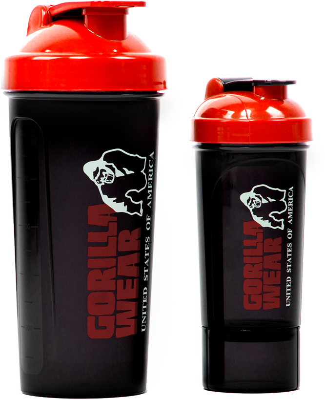 Gorilla Wear Shake Beker XXL - 1000 ml - Zwart/Rood