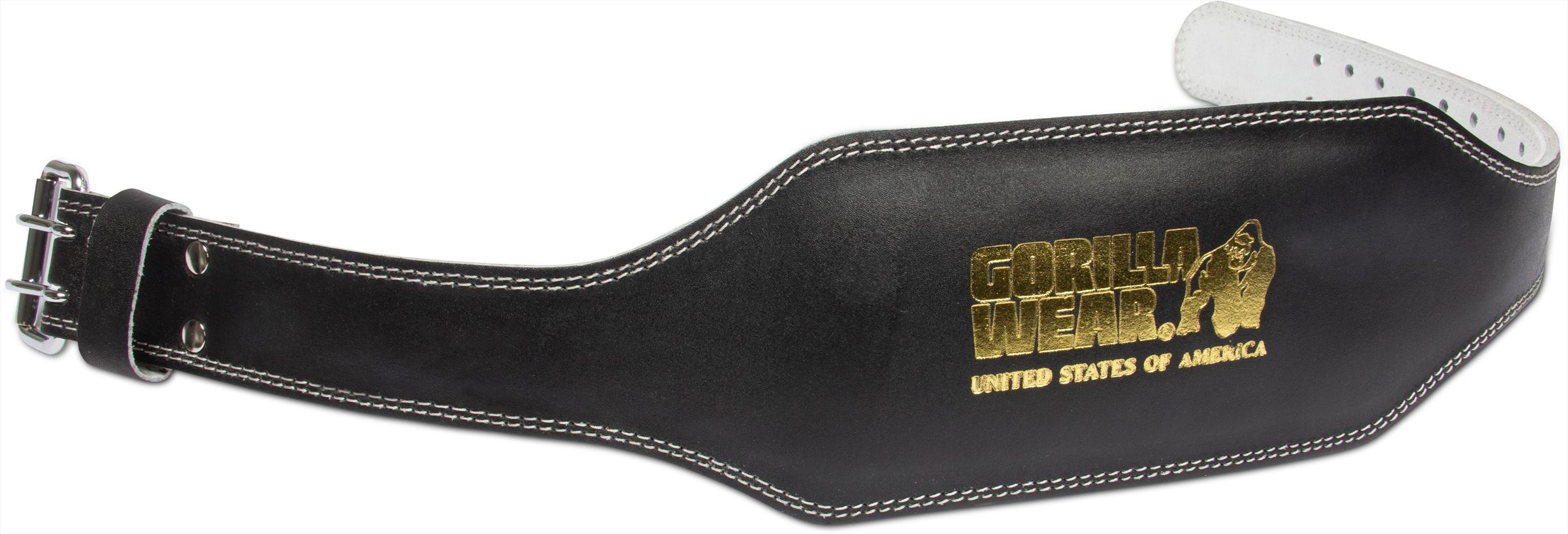 Gorilla Wear Halterriem - 6 Inch Leren Lifting Belt - Zwart/Goud