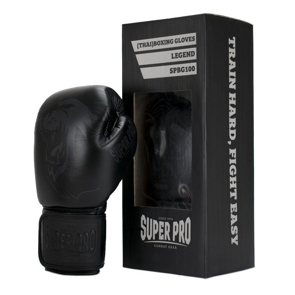 Super Pro Combat Gear Legend Lederen (Kick)Bokshandschoenen - Zwart