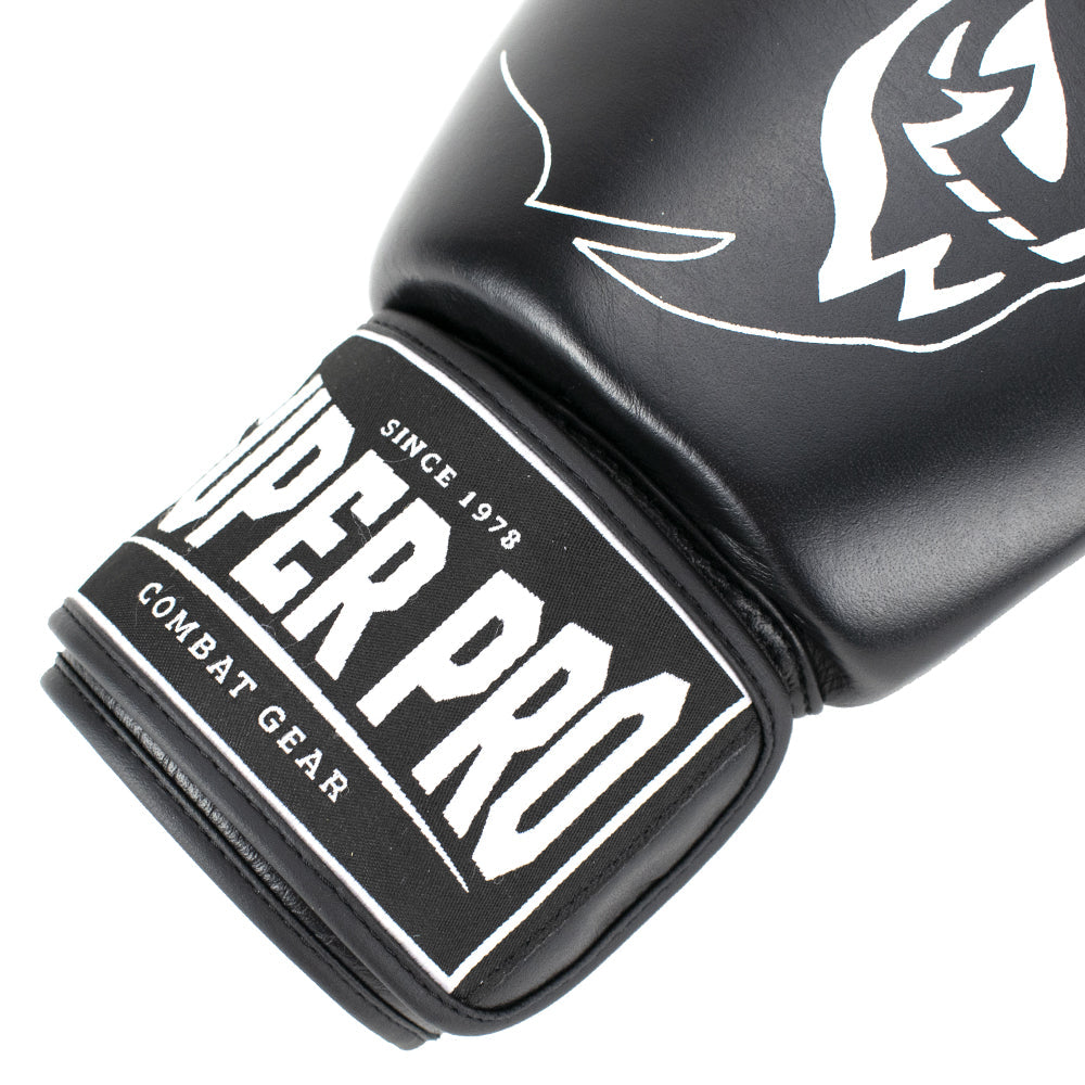 Super Pro Combat Gear Warrior Lederen (Kick)Bokshandschoenen - Zwart/Wit