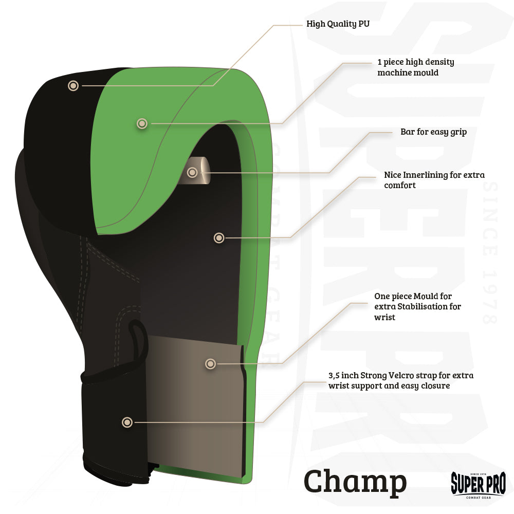 Super Pro Combat Gear Champ (Kick)Bokshandschoenen - Zwart/Wit