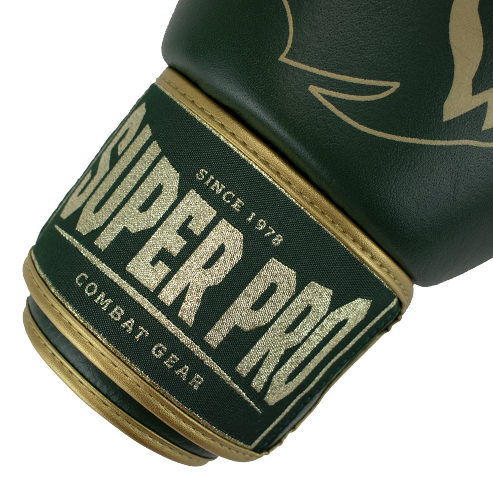 Super Pro Combat Gear Warrior SE Lederen (Kick)Bokshandschoenen - Groen/Goud