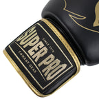 Super Pro Combat Gear Warrior SE Lederen (Kick)Bokshandschoenen - Zwart/Goud/Wit