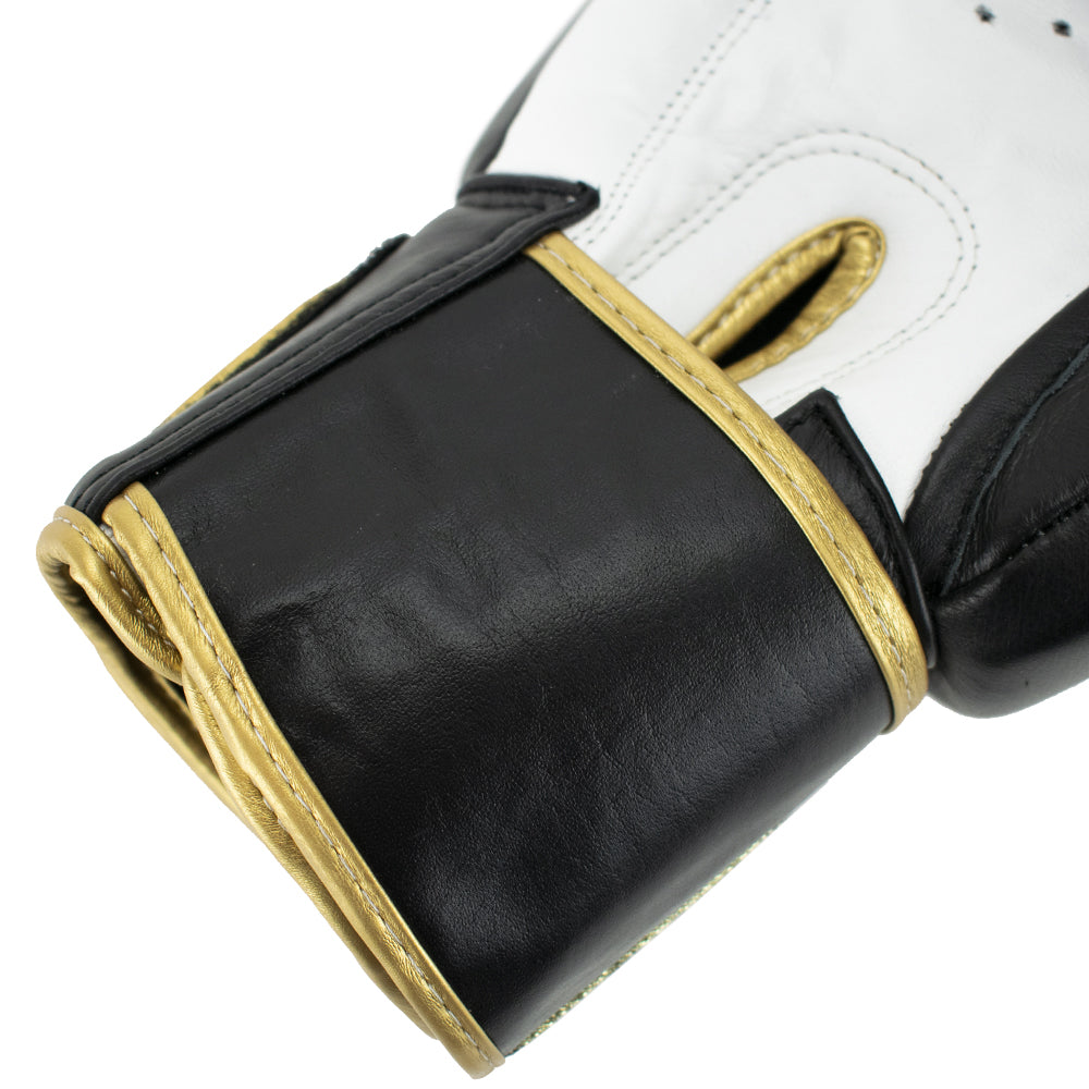 Super Pro Combat Gear Warrior SE Lederen (Kick)Bokshandschoenen - Zwart/Goud/Wit