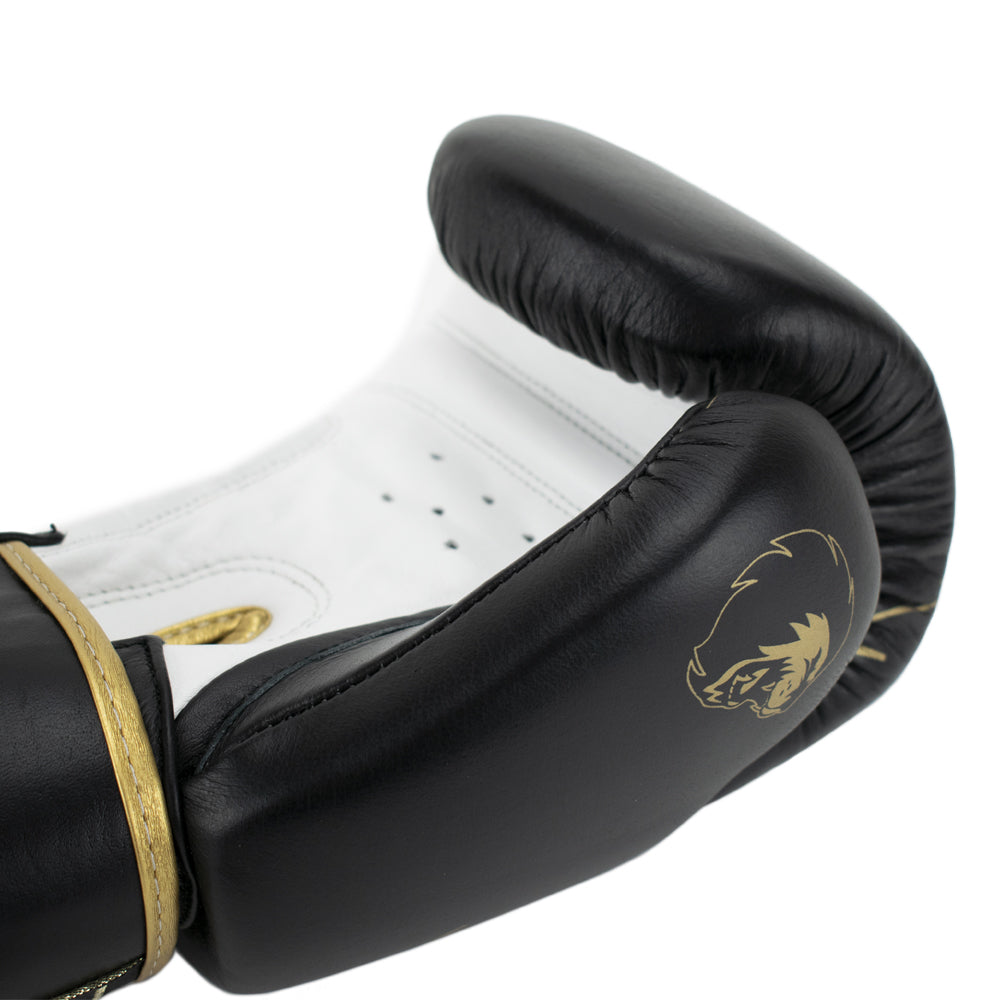 Super Pro Combat Gear Warrior SE Lederen (Kick)Bokshandschoenen - Zwart/Goud/Wit