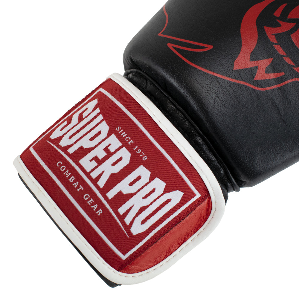 Super Pro Combat Gear Warrior SE Lederen (Kick)Bokshandschoenen - Zwart/Rood/Wit