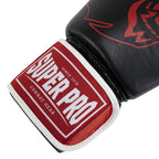 Super Pro Combat Gear Warrior SE Lederen (Kick)Bokshandschoenen - Zwart/Rood/Wit