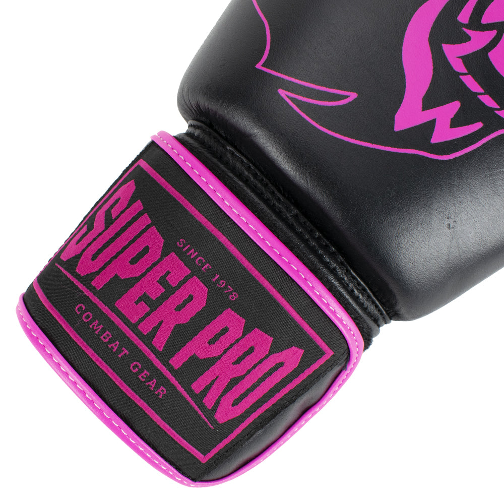 Super Pro Combat Gear Warrior Lederen (Kick)Bokshandschoenen - Zwart/Roze
