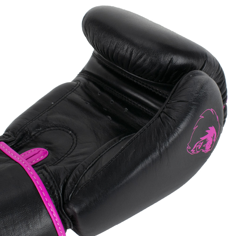 Super Pro Combat Gear Warrior Lederen (Kick)Bokshandschoenen - Zwart/Roze