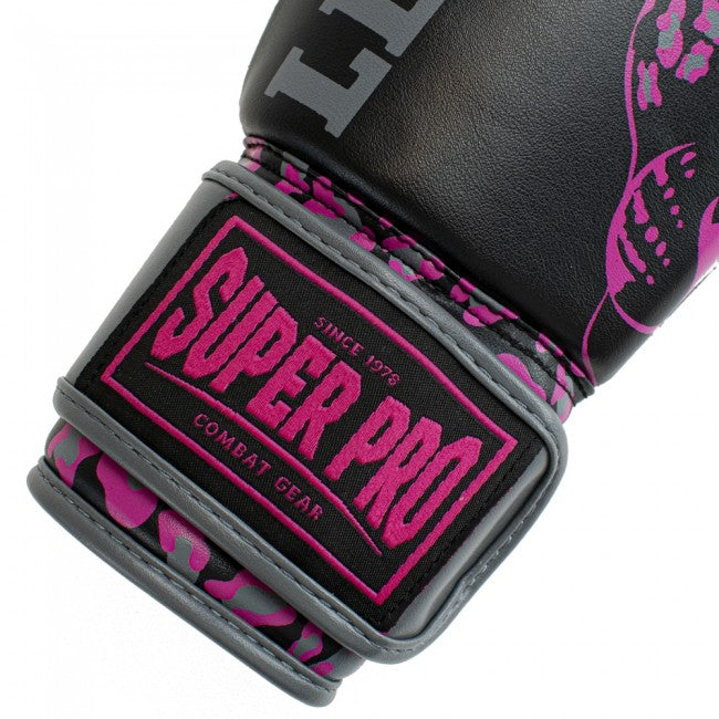 Super Pro Kids Bokshandschoenen Leopard - Zwart/Roze