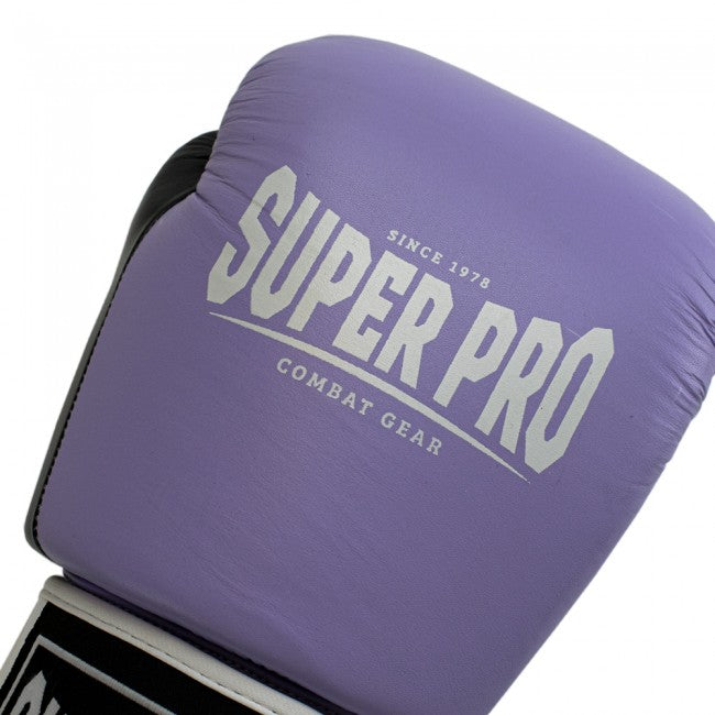 Super Pro Combat Gear Enforcer Lederen (Thai)Bokshandschoenen - Lila/Wit
