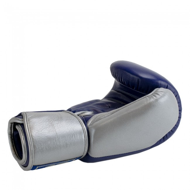 Super Pro Combat Gear Enforcer Lederen (Thai)Bokshandschoenen - Blauw/Zilver