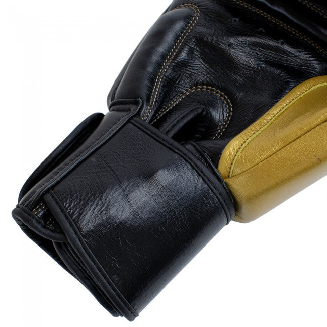 Super Pro Combat Gear Enforcer Lederen (Thai)Bokshandschoenen - Zwart/Goud