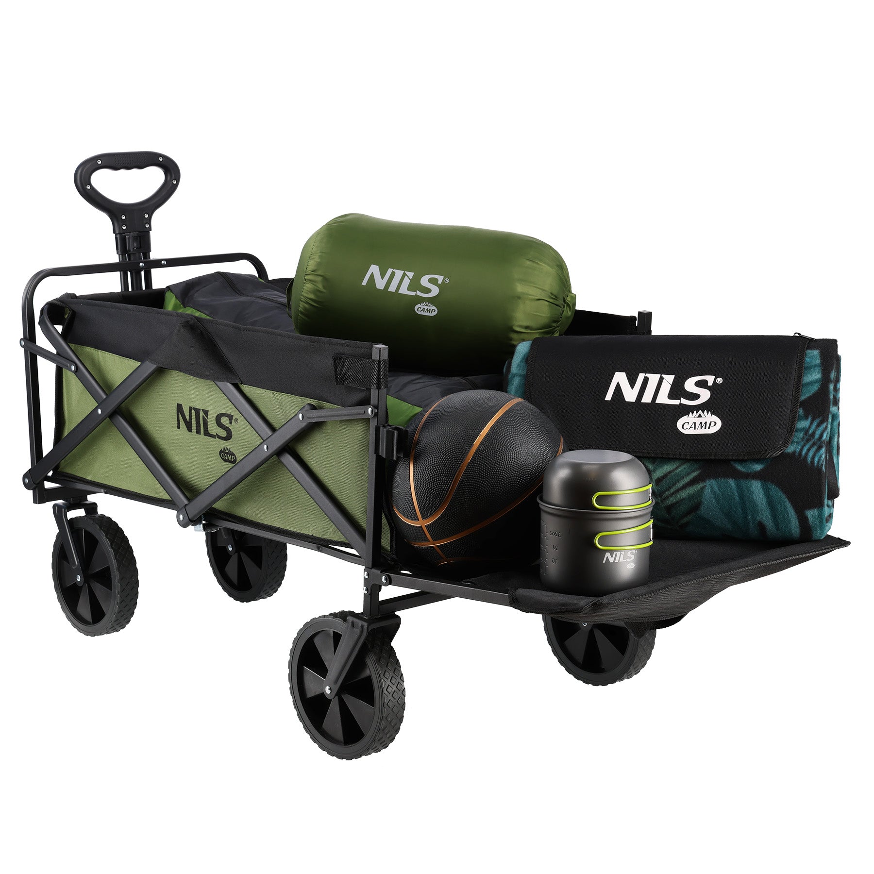 NILS Camp Opvouwbare Bolderkar - Groen - 150L
