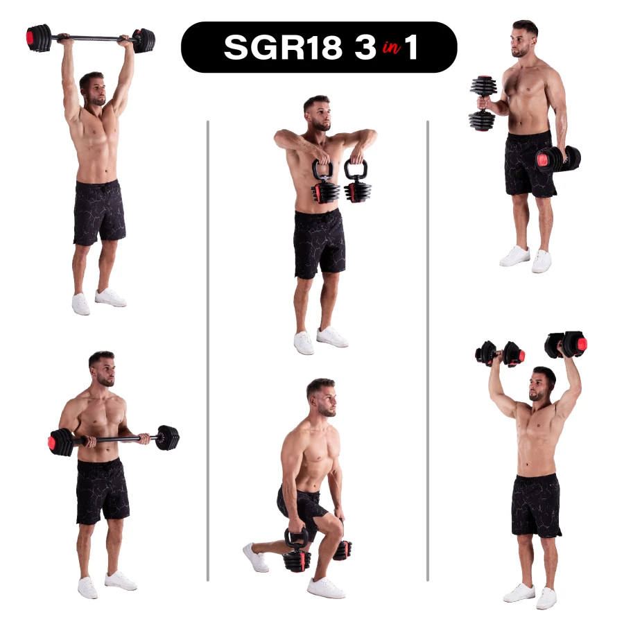 HMS 3-in-1 Verstelbare Dumbbell Set - 43,5 kg