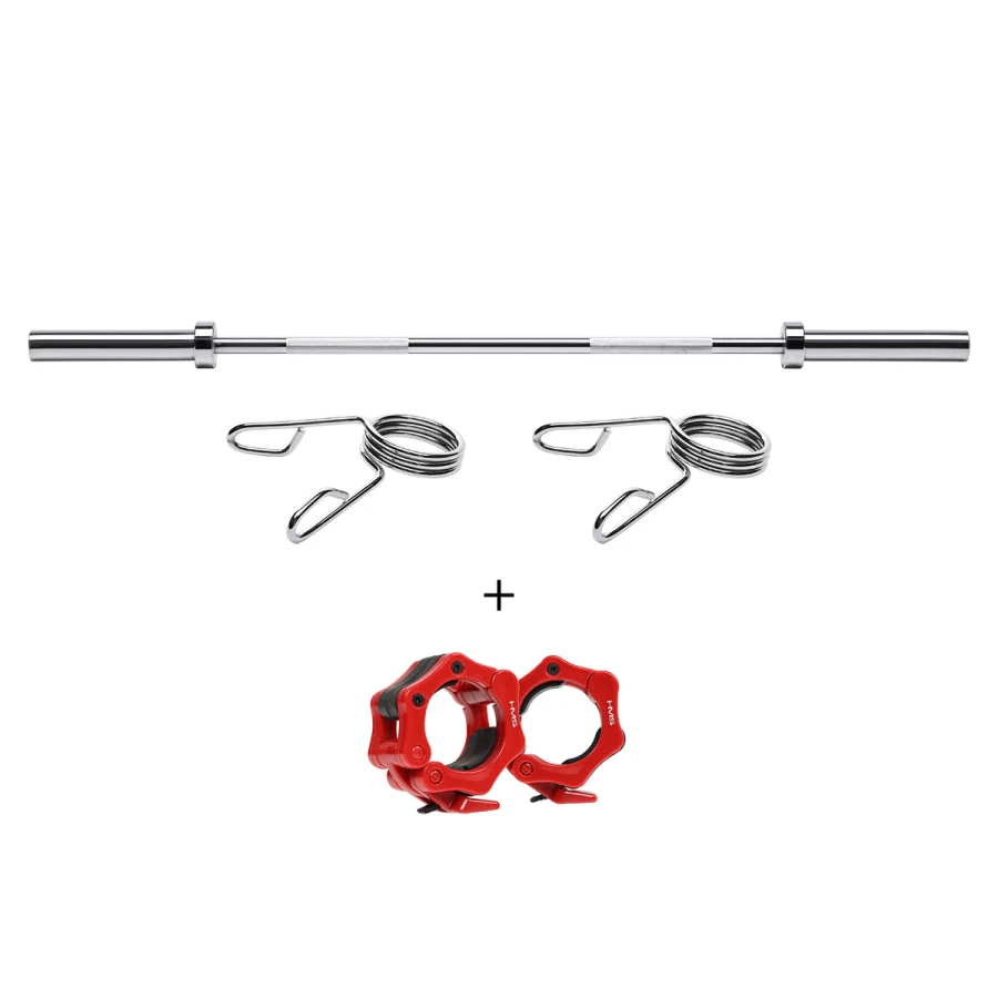 HMS Premium Olympische Halterstang met Lock Jaw Collars en Veerclipsluiting - 50 mm - 150 cm