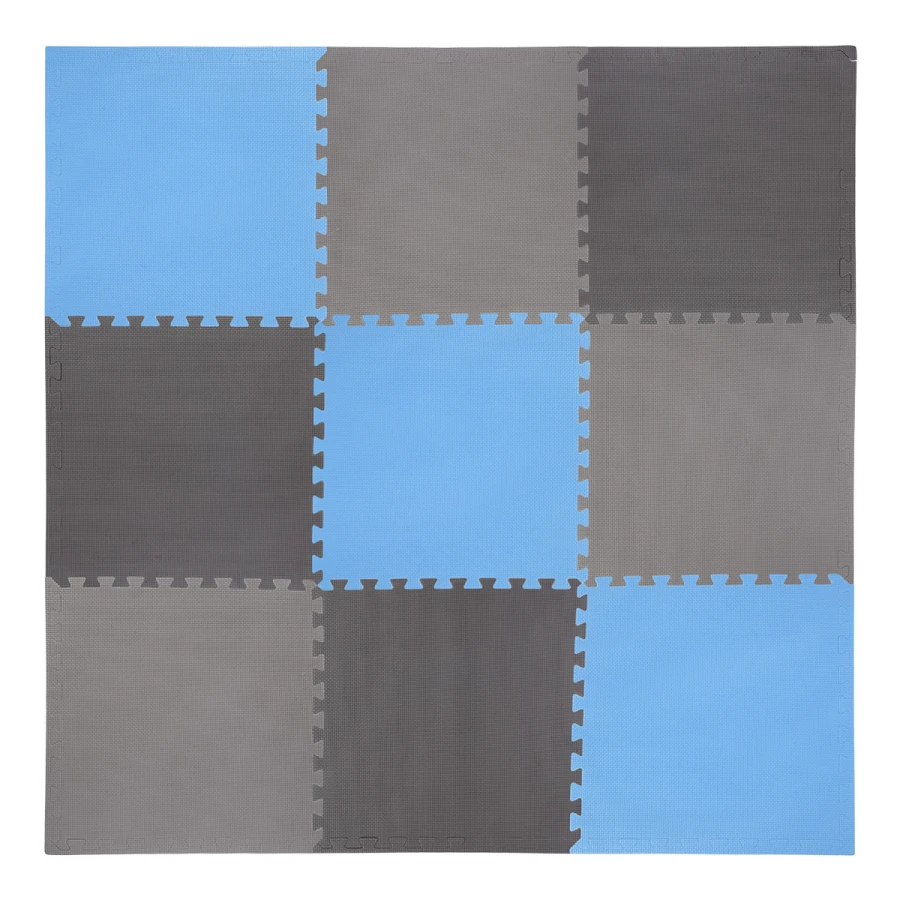 One Fitness Puzzelmat - Set van 9 - 10 mm - Blauw/Grijs