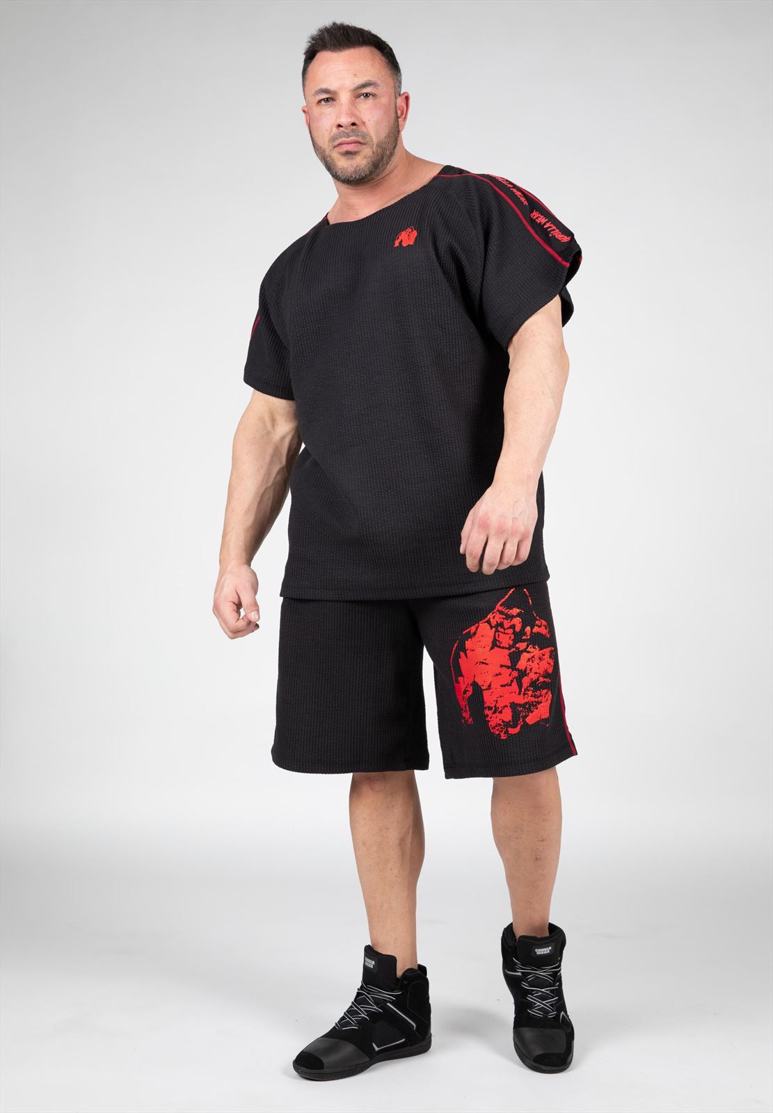 Gorilla Wear Buffalo Old School Workout Shorts - Zwart/Rood