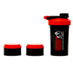 Gorilla Wear Shake Beker 2 GO - 500 ml + 2 x 130 ml - Zwart/Rood