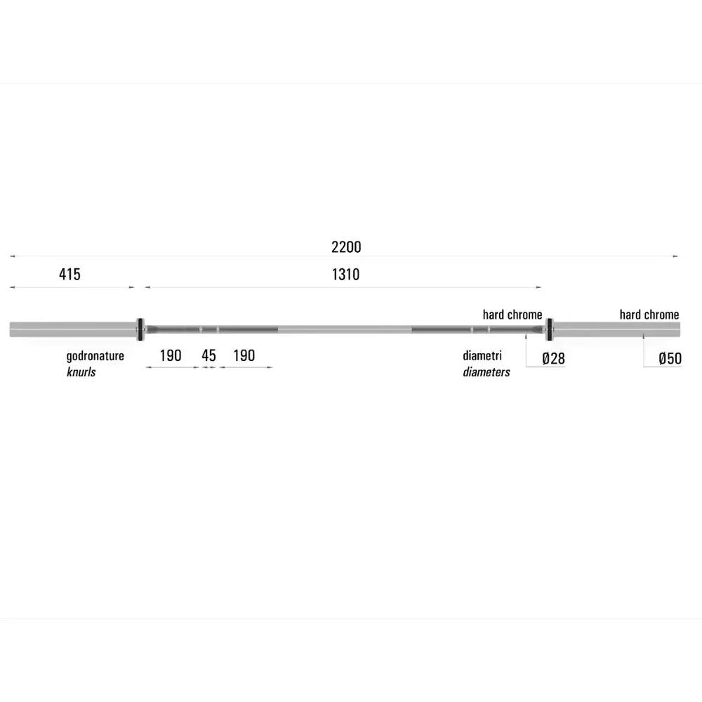 Toorx Professional BO-1000 Cross Competition Halterstang - 220 cm