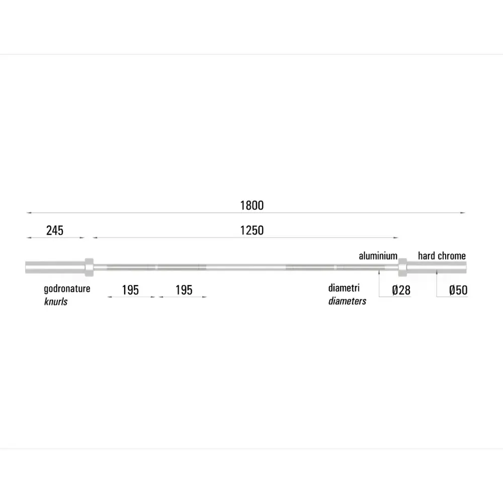 Toorx Professional BO-TEC180 Cross Technique Halterstang - 180 cm