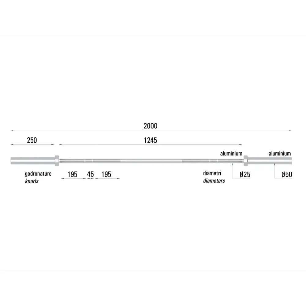 Toorx Professional BO-TEC200 Cross Technique Halterstang - 200 cm