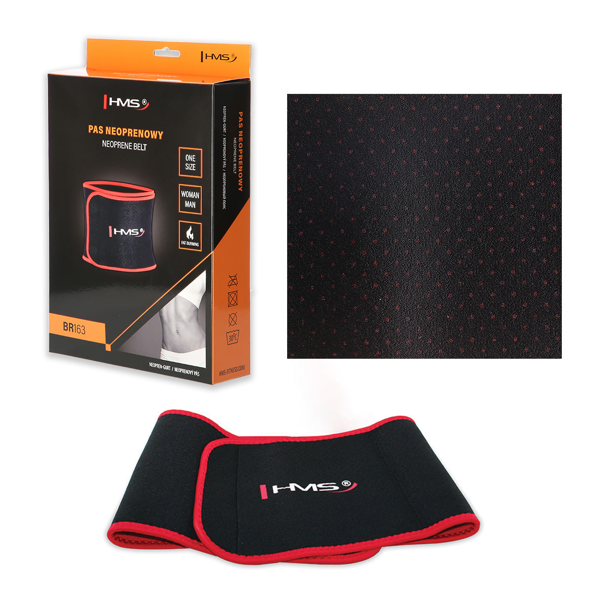 HMS Fitness Afslank Tailleband - Zwart/Rood
