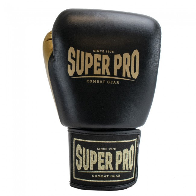 Super Pro Combat Gear Enforcer Lederen (Thai)Bokshandschoenen - Zwart/Goud