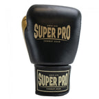 Super Pro Combat Gear Enforcer Lederen (Thai)Bokshandschoenen - Zwart/Goud