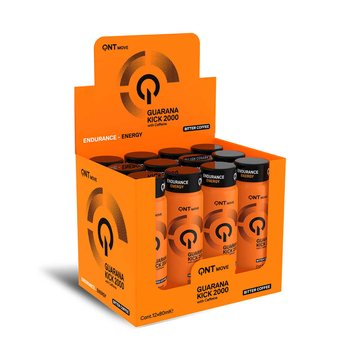 QNT Guarana Kick 2000 mg - Bitter Coffee - 12 x 80 ml