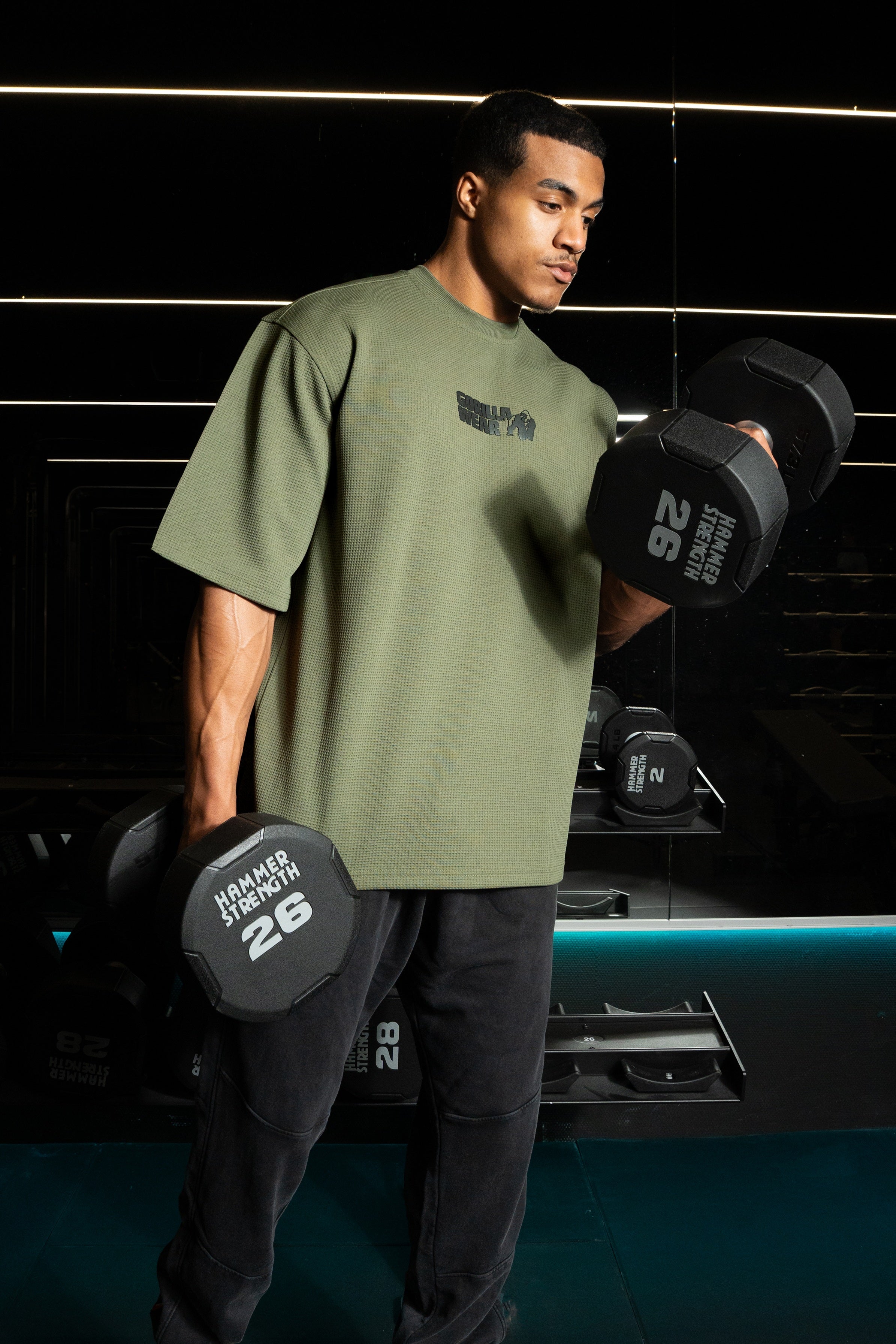 Gorilla Wear Idaho Oversized Waffle T-shirt - Legergroen