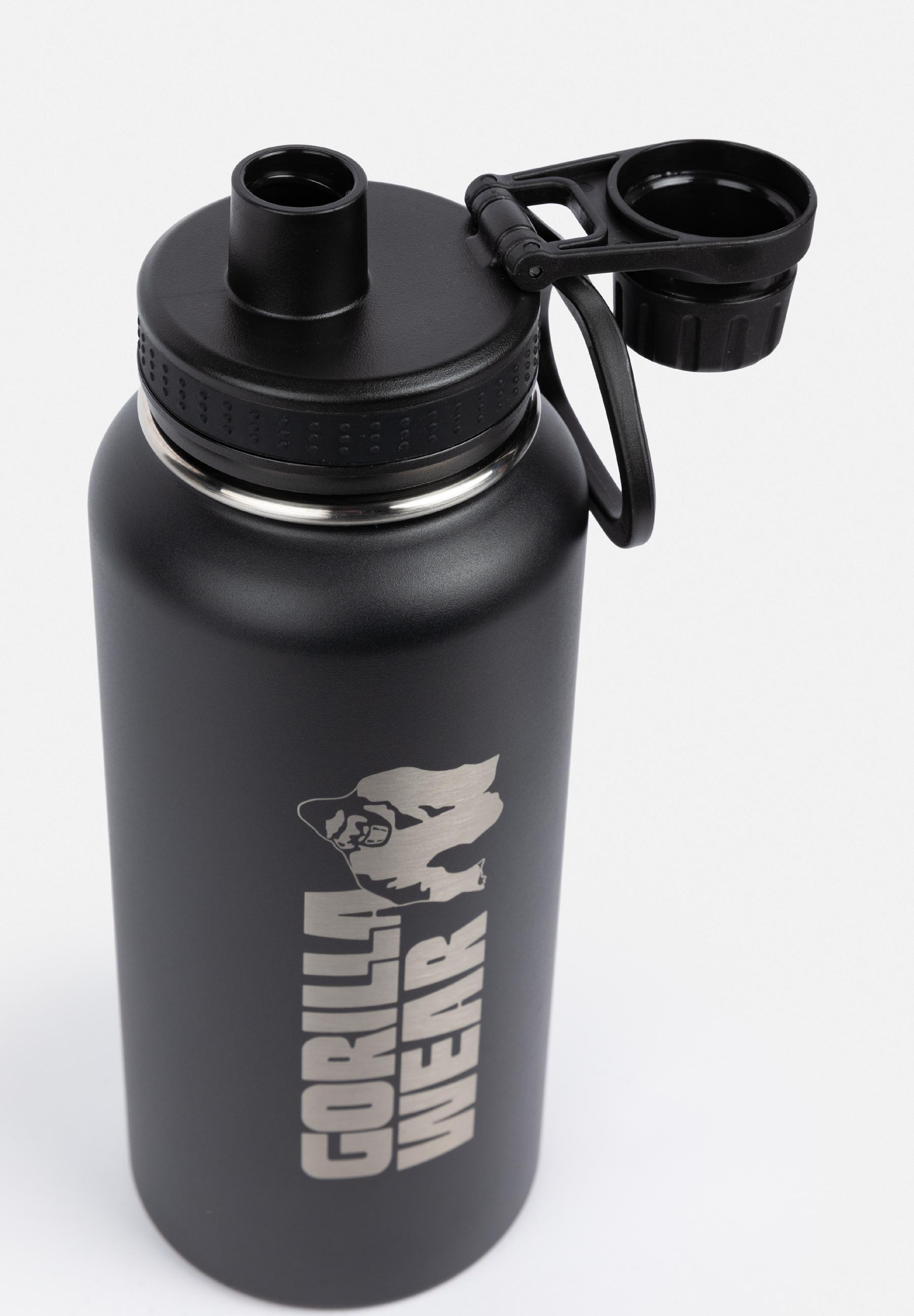 Gorilla Wear Geïsoleerde RVS Waterfles - Zwart - 1000 ml
