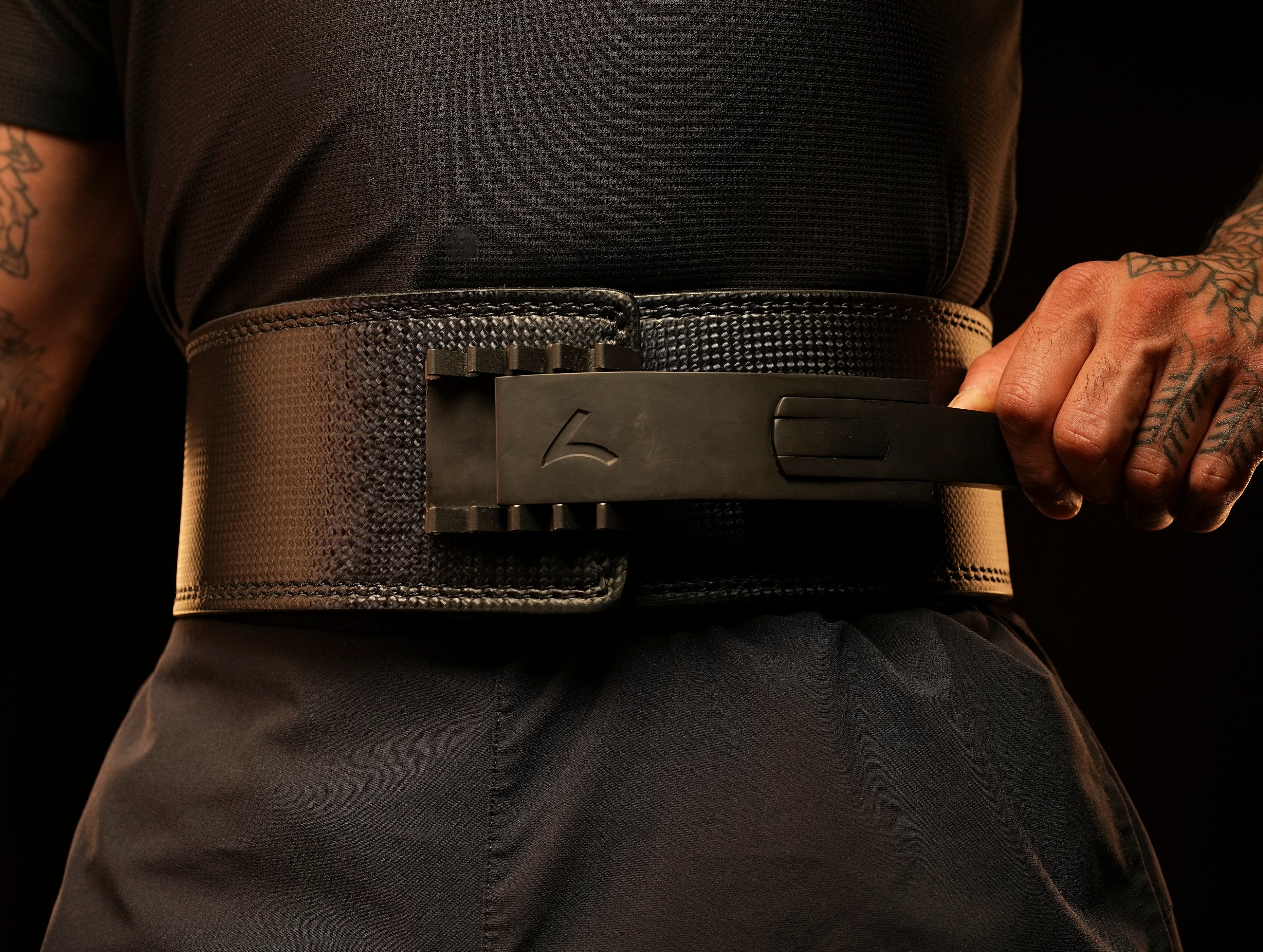Reeva Lifting Belt van Carbon Leer - Verstelbare RVS Gesp - 13 mm