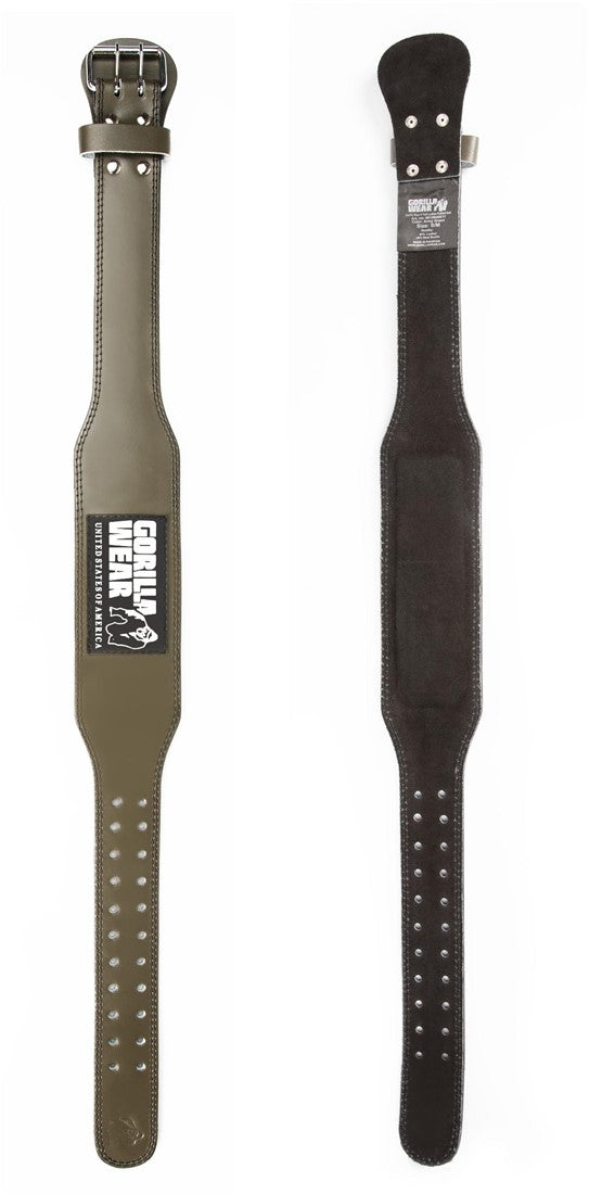 Gorilla Wear Halterriem - 4 Inch Padded Leren Lifting Belt - Legergroen