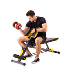 HMS Premium Verstelbare Hyperextension/Trainingsbank - Zwart/Geel