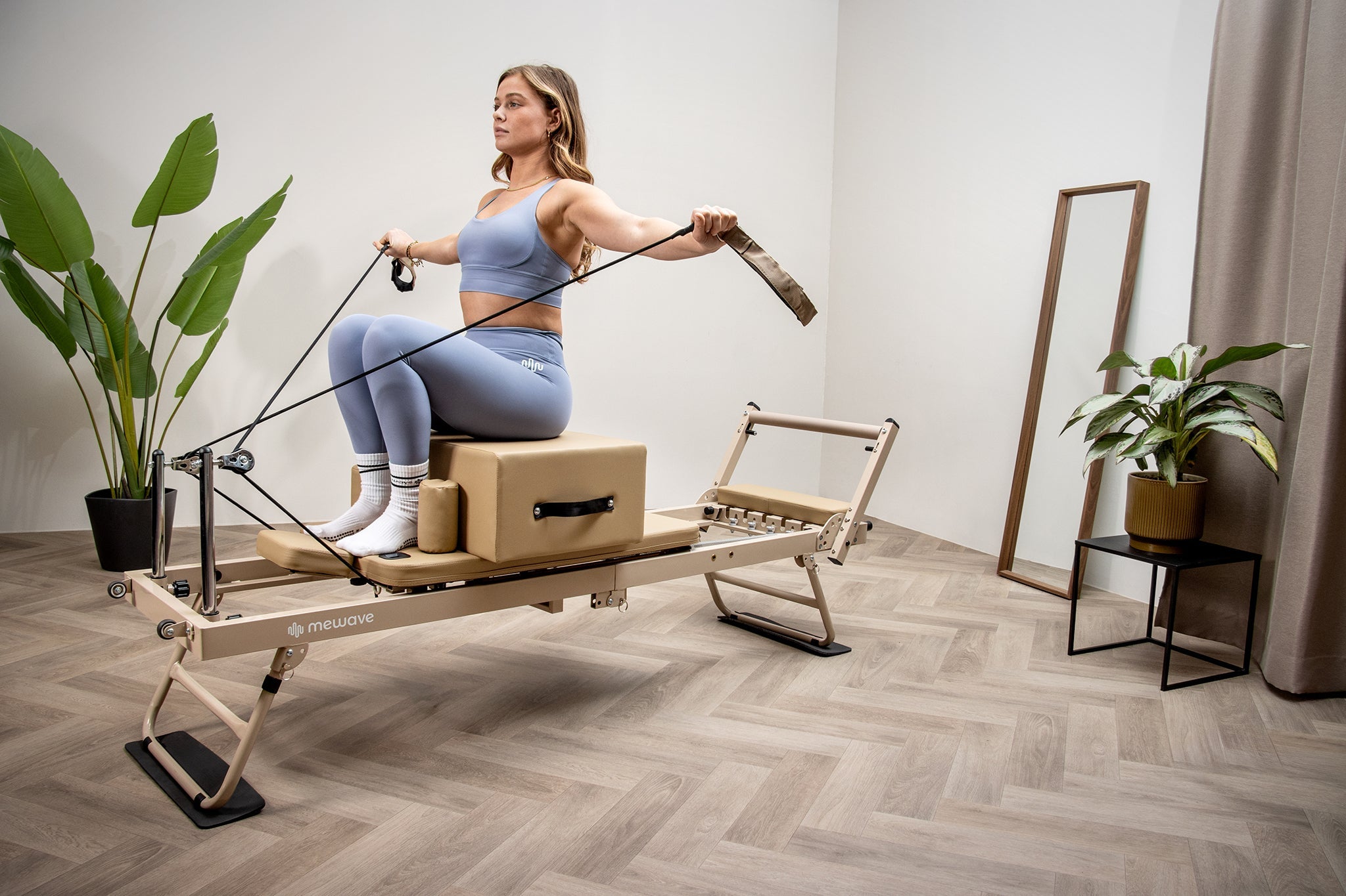 Mewave Pilates Reformer Pro Complete Set - Beige