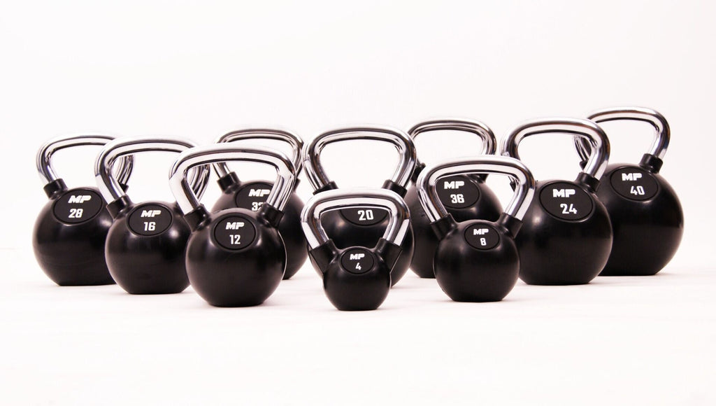 Muscle Power Rubberen Kettlebell - Zwart - 16 kg