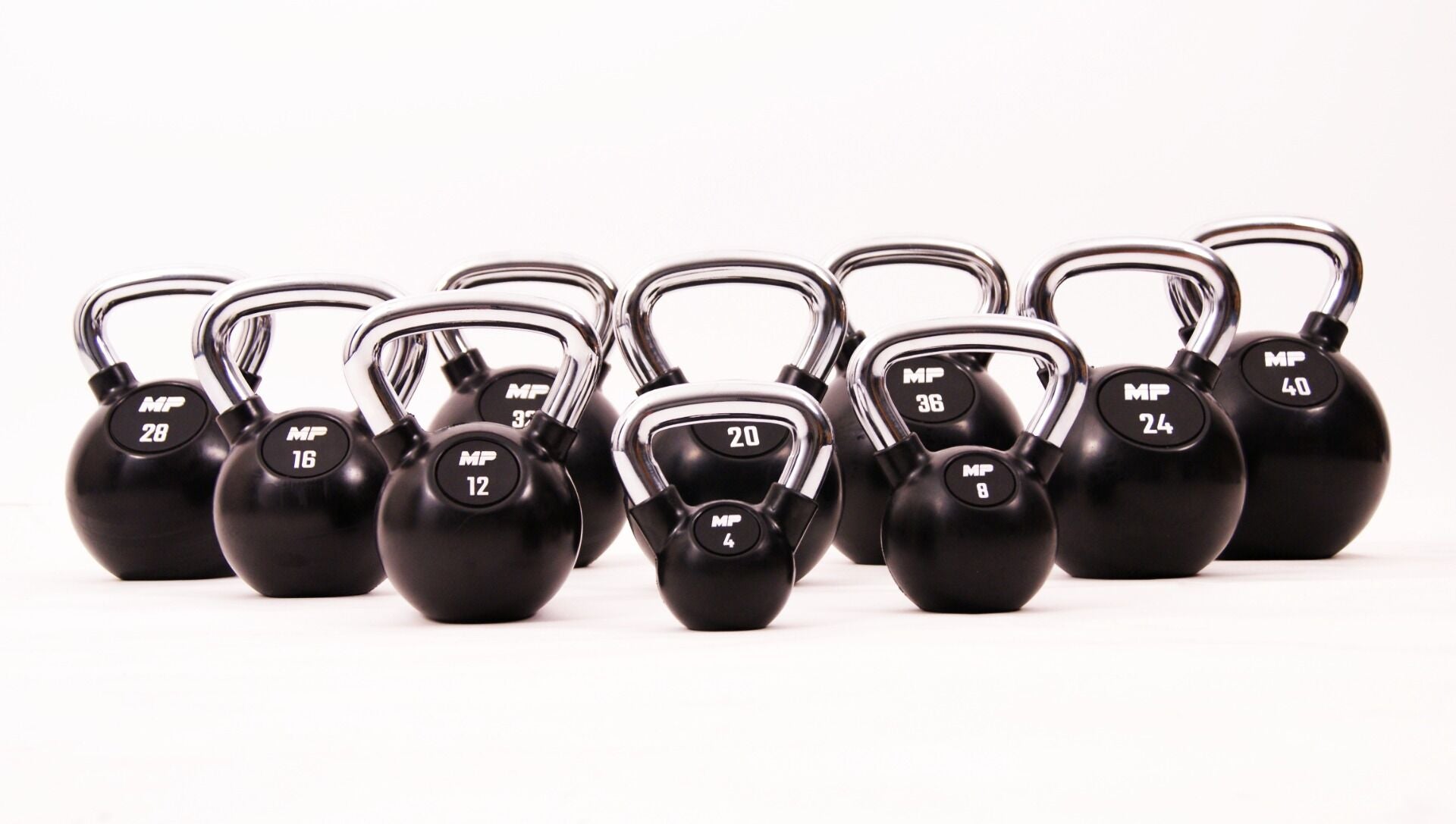 Muscle Power Rubberen Kettlebell - Zwart - 32 kg