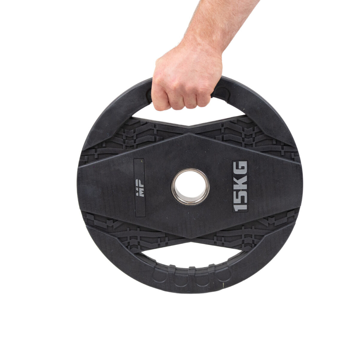 Muscle Power Olympische Halterschijf met Handgrepen - Rubber - 15 kg
