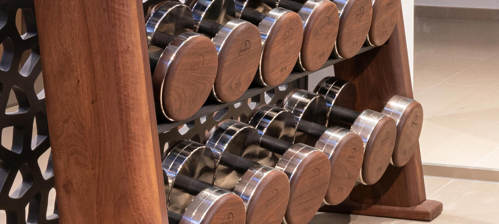 Nohrd Dumbbellset van 36 - Incl. Opbergrek - Walnoot