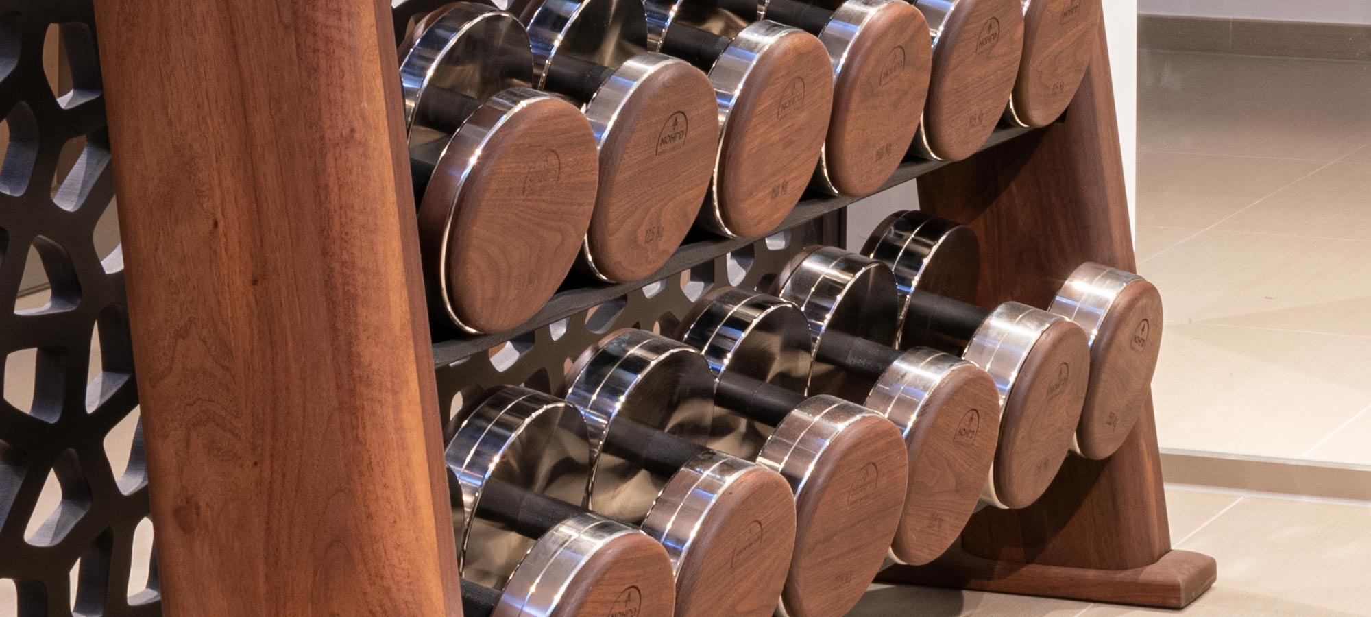 Nohrd Dumbbellset van 36 - Incl. Opbergrek - Walnoot