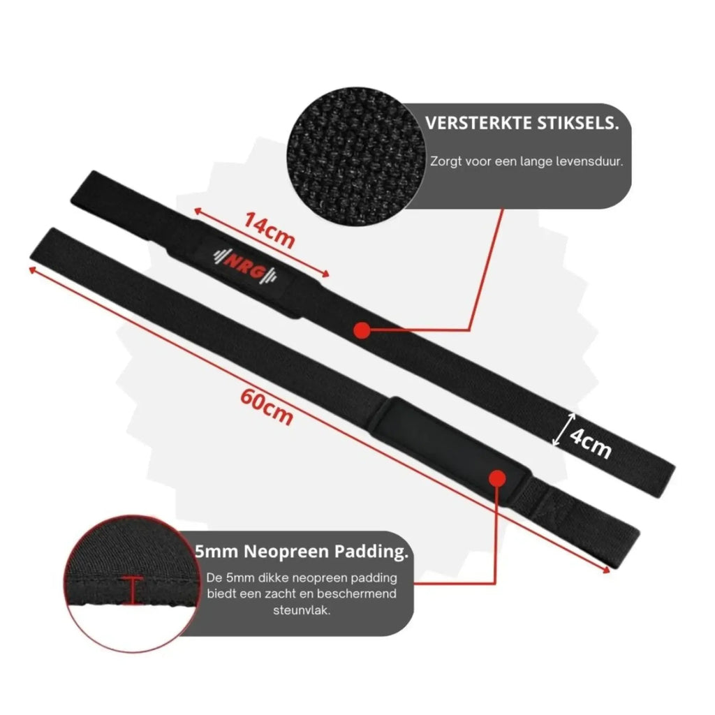 NRG Fitness Lifting Straps - Deadlift Straps - Zwart