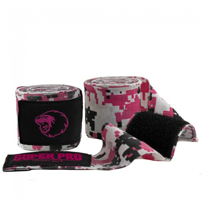 Super Pro Combat Gear Semi-Elastische Bandages - Camo Roze/Zwart/Wit