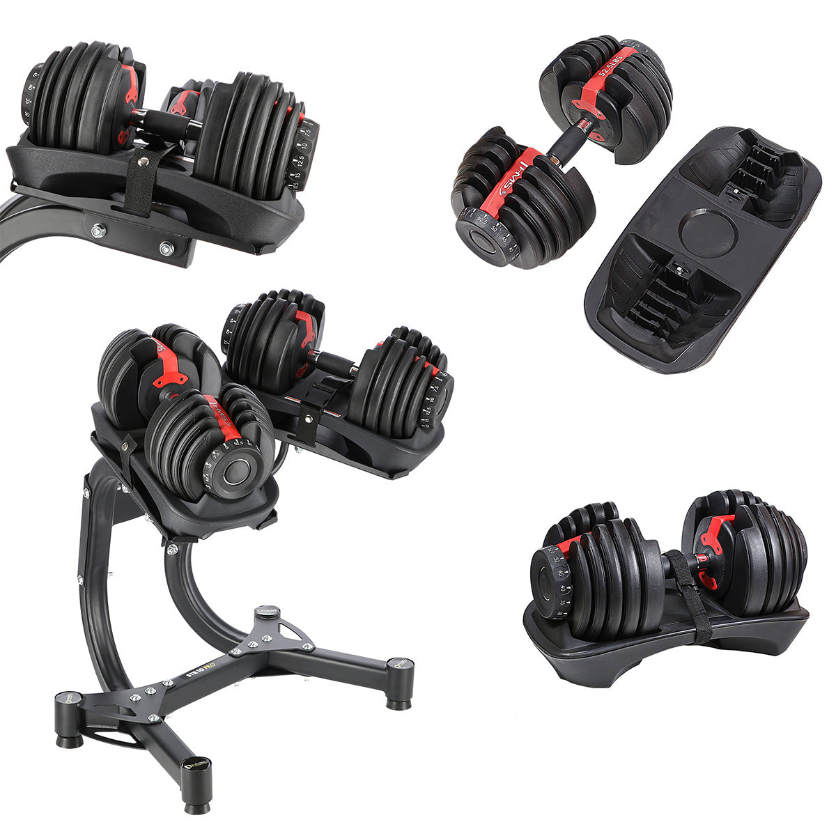 HMS Verstelbare Dumbbell Set met Opbergrek - 2 x 23,8 kg
